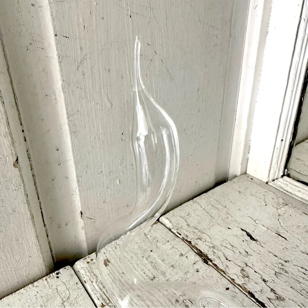 Vintage Swan Bird Clear Hand Blown Glass Art Bud Vase Hollow Delicate 6x6.5”